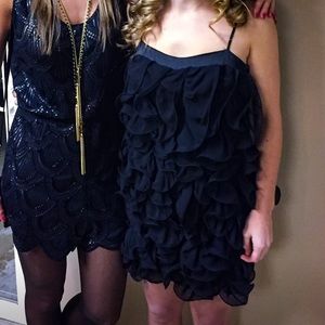 Black dress with ruffle